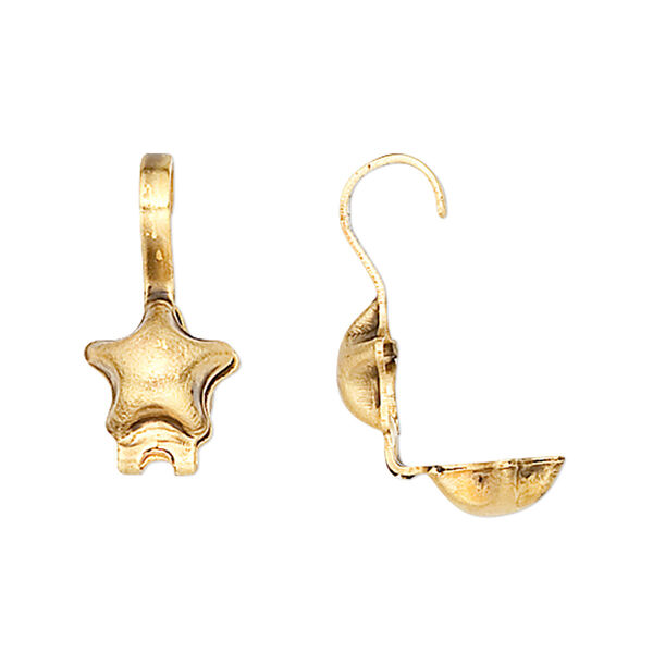 Bead tip, Hot Tips®, antique gold-plated brass, 7x5mm star. Sold per pkg of 100. image number 0