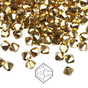 Bead 576pk crystal aurum, Preciosa Czech crystal 5mm bicone