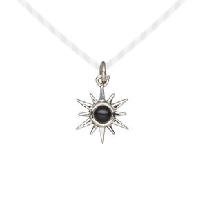 Black onyx / sterling silver 1pkg1, antiqued open star drop 12x12mm