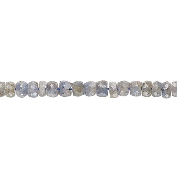 Blue-grey sapphire 1pkg1, hand-cut faceted rondelle bead 14 inch 3x2mm-4x3mm image number 0