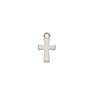 Drop, stainless steel, 10x7mm double-sided cross. Sold per pkg of 10.
