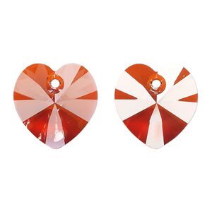 Drop 72pk crystal red flame, Preciosa Czech crystal 18mm pendant heart