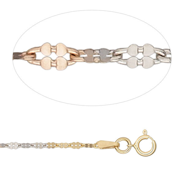 Chain, sterling silver / "vermeil" / rose gold-plated sterling silver, 2.5mm daisy, 18 inches with springring clasp. Sold individually. image number 0