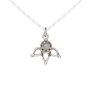 Rainbow moonstone / sterling silver 1pkg1, open 3-teardrop drop natural antiqued 14.5x12.5mm