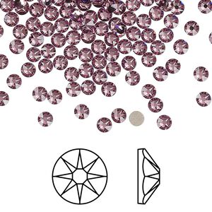 Flat back 1440pk iris foil back, Swarovski® 3-3.2mm rose round SS12 2088