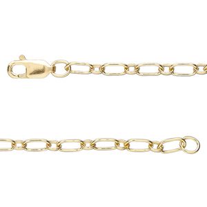 Chain, 14Kt gold-filled, 3.3mm oval long and short, 18 inches with lobster claw clasp. Sold individually.