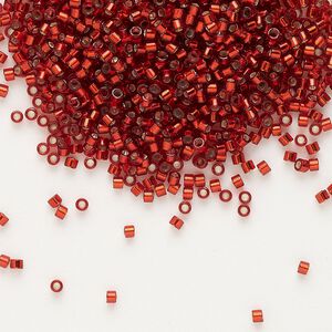 Seed bead, Delica®, glass, pkg/250g, #11 round, transparent silver-lined brick red (DB-0603).