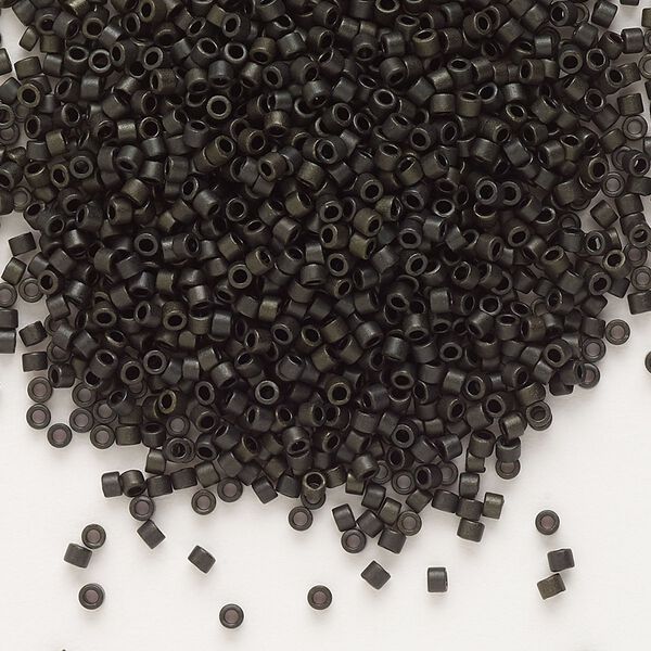 Seed bead, Delica®, glass, pkg/50g, #11 round, opaque matte metallic dark olive (DB-0311). image number 0
