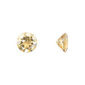 Citrine 1pkg1, hand-cut faceted round gem 9mm