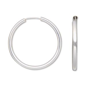 Earring hoop 1pkg2 sterling silver-filled, 28mm / 2mm width / endless loop, 1 pair