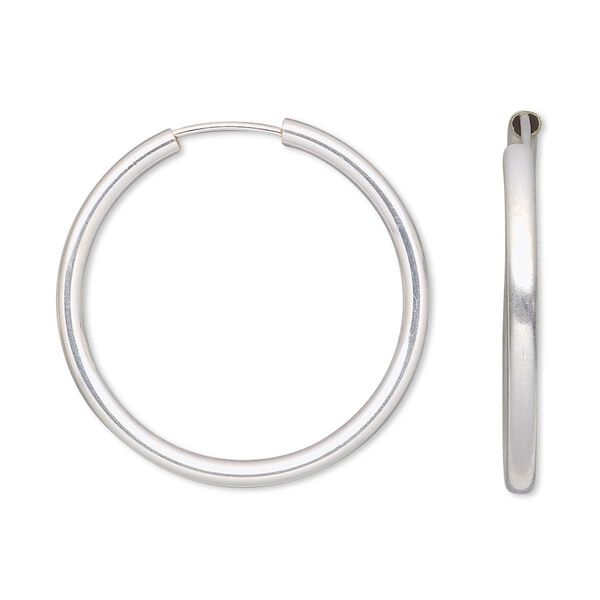 Earring hoop 1pkg2 sterling silver-filled, 28mm / 2mm width / endless loop, 1 pair image number 0