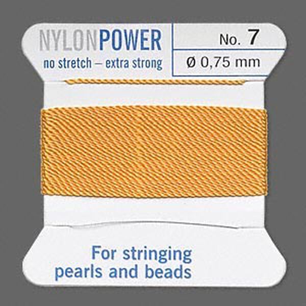 Thread, Griffin, nylon, amber yellow, size #7. Sold per 2-meter card (approximately 78 inches). image number 0