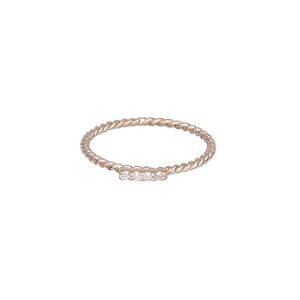 Ring, Create Compliments®, cubic zirconia and rose gold-plated sterling silver, clear, 1.5mm wide twisted, size 7. Sold individually.
