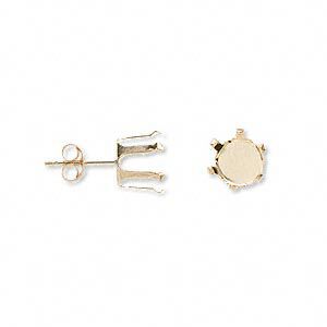 Earstud 1pkg2 Snap-Tite® 14Kt gold, 7mm round 6-prong setting / earnuts, 1 pair