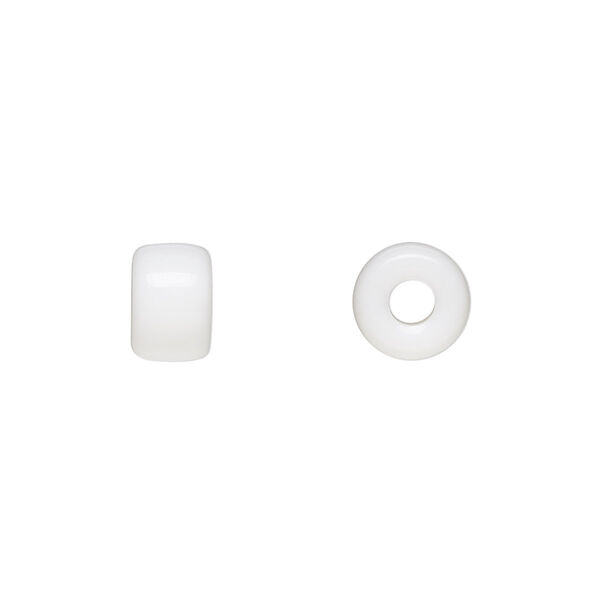 Bead, Czech pressed glass, opaque white, 9x6mm crow. Sold per 15-1/2" to 16" strand, approximately 70 beads. image number 0