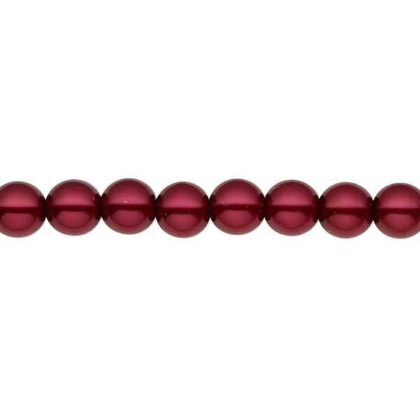 Bead, Czech pearl-coated glass druk, opaque crimson, 6mm round. Sold per 15-1/2" to 16" strand. image number 0
