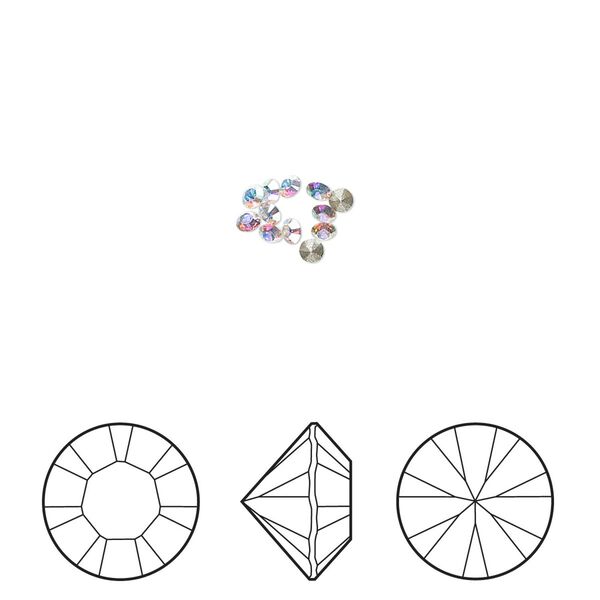 Chaton 12pk crystal AB foil back, Crystal Passions® 1mm round PP12 1028 image number 0
