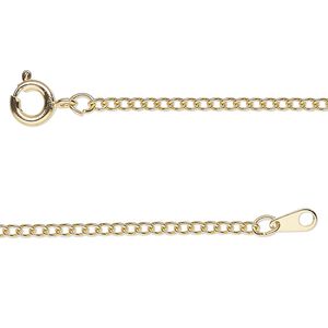 Chain, gold-finished steel, 1.9mm curb, 23 inches with springring clasp. Sold individually.