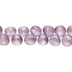 Amethyst 1pkg1, hand-cut top-drilled faceted puffed teardrop bead natural 7 inch 7-8mm