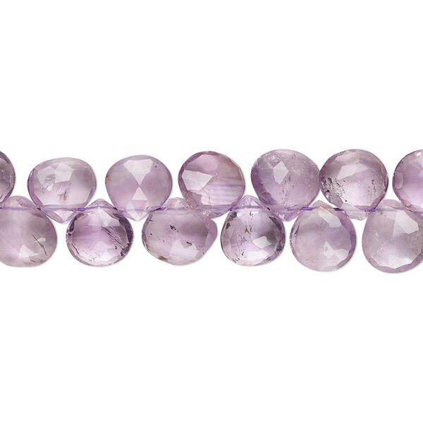 Amethyst 1pkg1, hand-cut top-drilled faceted puffed teardrop bead natural 7 inch 7-8mm image number 0