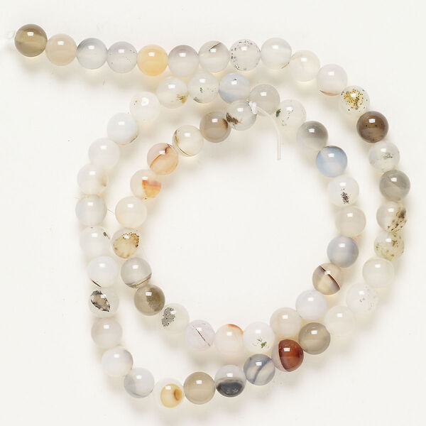 Bead agate 1pk 5-7mm round, C grade natural 14 inch image number 0