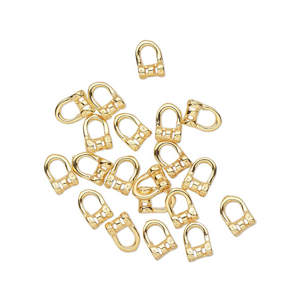 Crimp, gold-plated brass, 5.5x4mm tube with loop, 1mm inside diameter. Sold per pkg of 20. image number 0