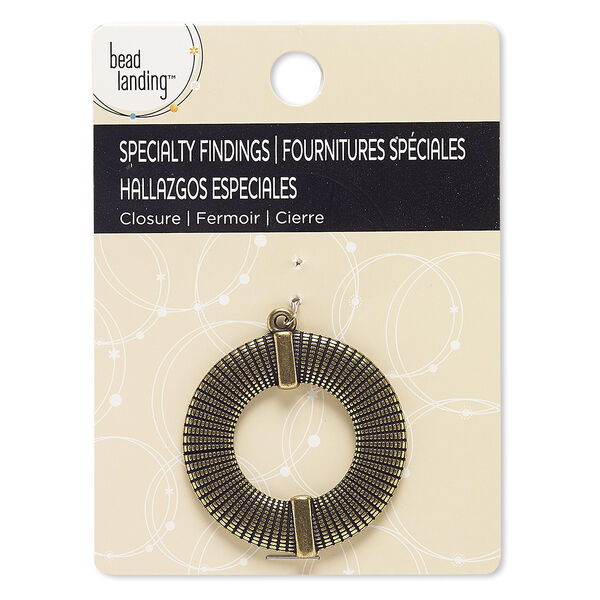 Focal, antiqued brass-finished "pewter" (zinc-based alloy), 39mm textured open round. Sold individually. image number 0