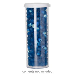 Vial, polystyrene and plastic, clear and white, 3-7/16 x 1-1/4 inch extra-large vial with snap on cap. Sold per pkg of 4.