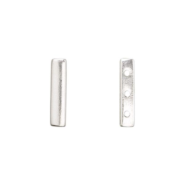 Spacer bar, sterling silver, 16x3.5mm 3-strand smooth rectangle. Sold individually. image number 0