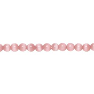 Bead, cat's eye glass (fiber optic glass), dark pink, 4mm round, quality grade. Sold per 15-1/2" to 16" strand.