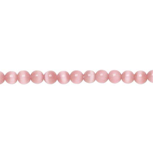 Bead, cat's eye glass (fiber optic glass), dark pink, 4mm round, quality grade. Sold per 15-1/2" to 16" strand. image number 0
