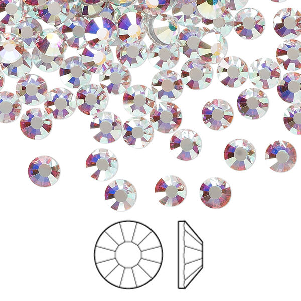 Flat back 144pk crystal AB foil back, Preciosa Viva 12® Czech crystal rhinestone 4.6-4.8mm chaton rose round SS20 image number 0