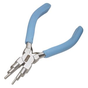 Pliers, Beadalon®, bail making, stainless steel and plastic polymer, pkg/1, pacific blue, 6-1/4 inches.