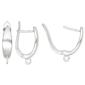 Ear wire leverback 1pkg2 sterling silver, 20mm / open loop, 18 gauge 1 pair