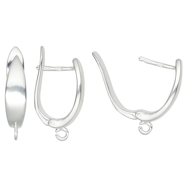 Ear wire leverback 1pkg2 sterling silver, 20mm / open loop, 18 gauge 1 pair image number 0