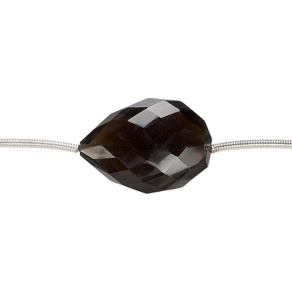 Smoky quartz 1pkg5, hand-cut faceted puffed teardrop bead 18x13mm-23x17mm image number 0
