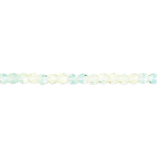 Bead, Czech fire-polished glass, yellow and blue, 3mm faceted round. Sold per 16-inch strand. image number 0