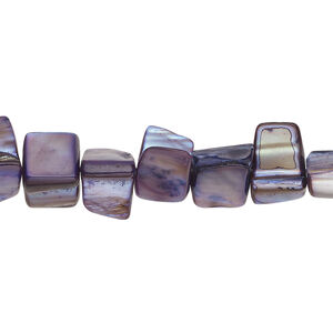Mother-of-pearl shell 1pkg1, triangle tube bead 14 inch purple 10x7mm-12x8mm