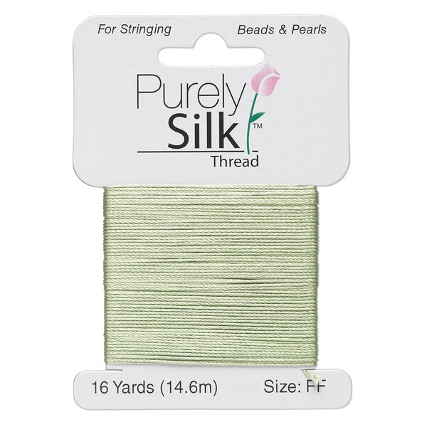 Thread, Purely Silk™, medium green, size FF. Sold per 16-yard card. image number 0