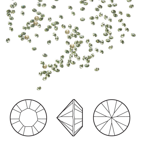 Chaton 12pk peridot foil back, Crystal Passions® Regenerated 1.4-1.5mm round PP8 1028 image number 0