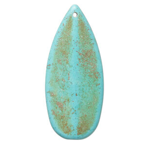 "Magnesite" / resin 1pkg1, teardrop focal teal / brown 52x23mm