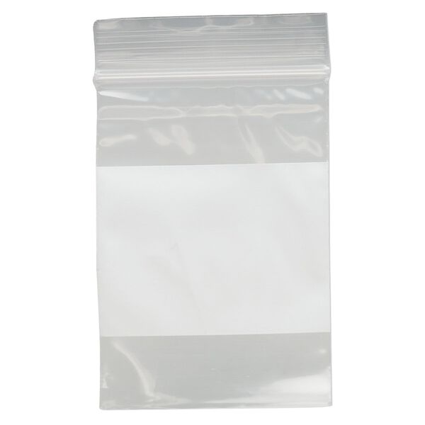 Bag, Tite-Lip™, plastic, clear and white, 2x3-inch top zip with block. Sold per pkg of 1,000. image number 1