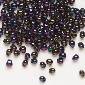 Seed bead, Miyuki, glass, pkg/10g, 4x3.4mm fringe, opaque gunmetal dark wine, (DP-454).