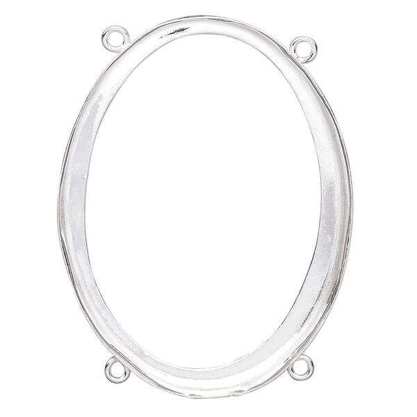 Link, fine silver, 41x31mm oval with open back and 40x30mm oval setting, 4 loops. Sold individually. image number 0