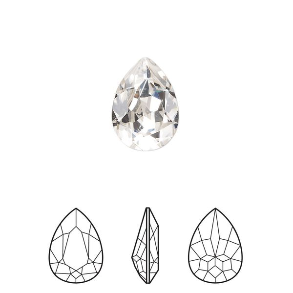 Fancy stone 144pk crystal foil back, Swarovski® 14x10mm pear 4320 image number 0