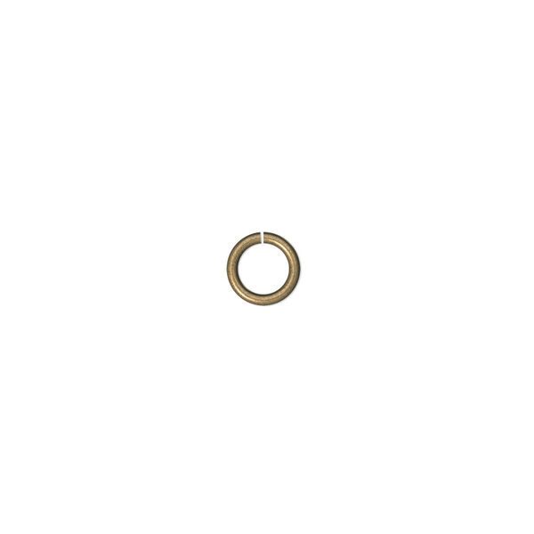 Jump ring, antique gold-plated brass, 6mm round, 4.4mm inside diameter, 20 gauge. Sold per pkg of 100. image number 0