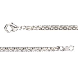 Chain 1pkg1 silver-plated rolo, 3mm / lobster claw clasp, brass 24 inch