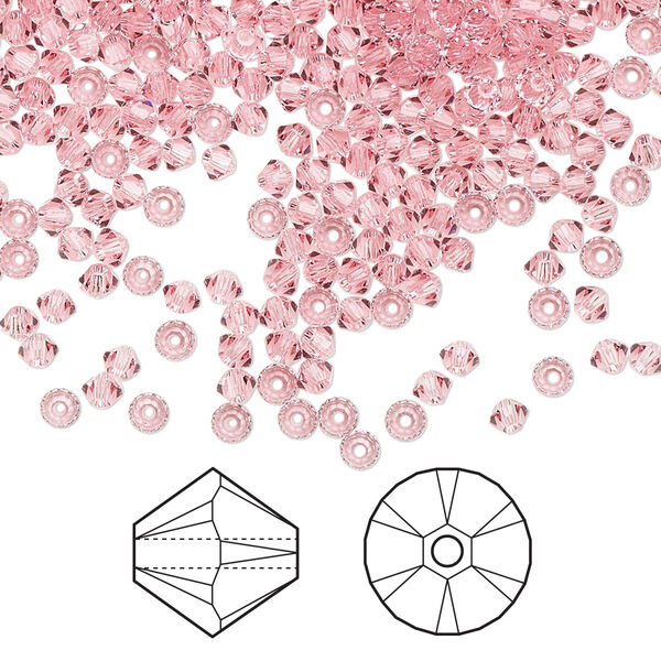 Bead 1440pk light rose, Swarovski® 2.5mm XILION bicone 5328 image number 0