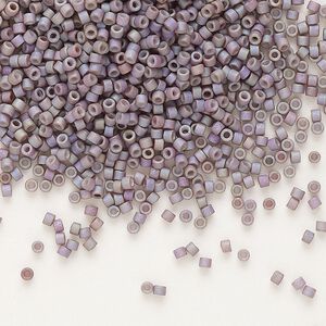 Seed bead, Delica®, glass, pkg/50g, #11 round, opaque gold luster rainbow grape (DB-1065).