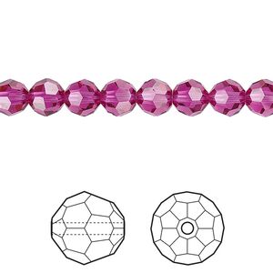 Bead 12pk fuchsia, Crystal Passions® 6mm round 5000